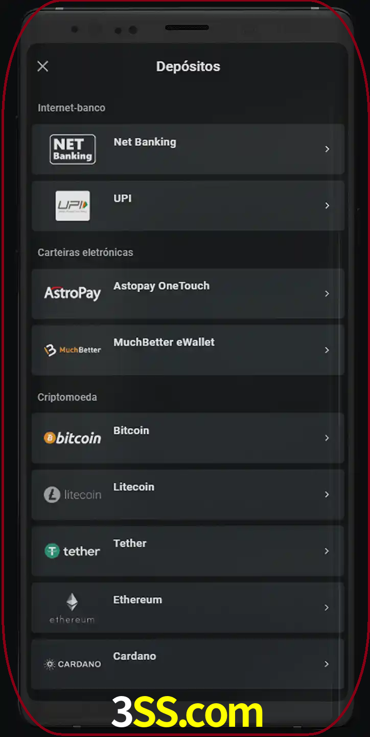 Você pode usar métodos alternativos de depósito.